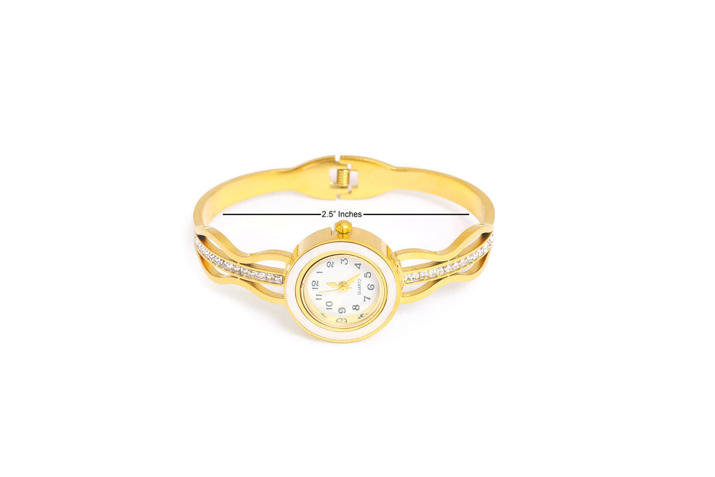 JASUNIQ GOLDEN TWISTED CRYSTAL BAR WATCH WATCH Analog Watch - For Women