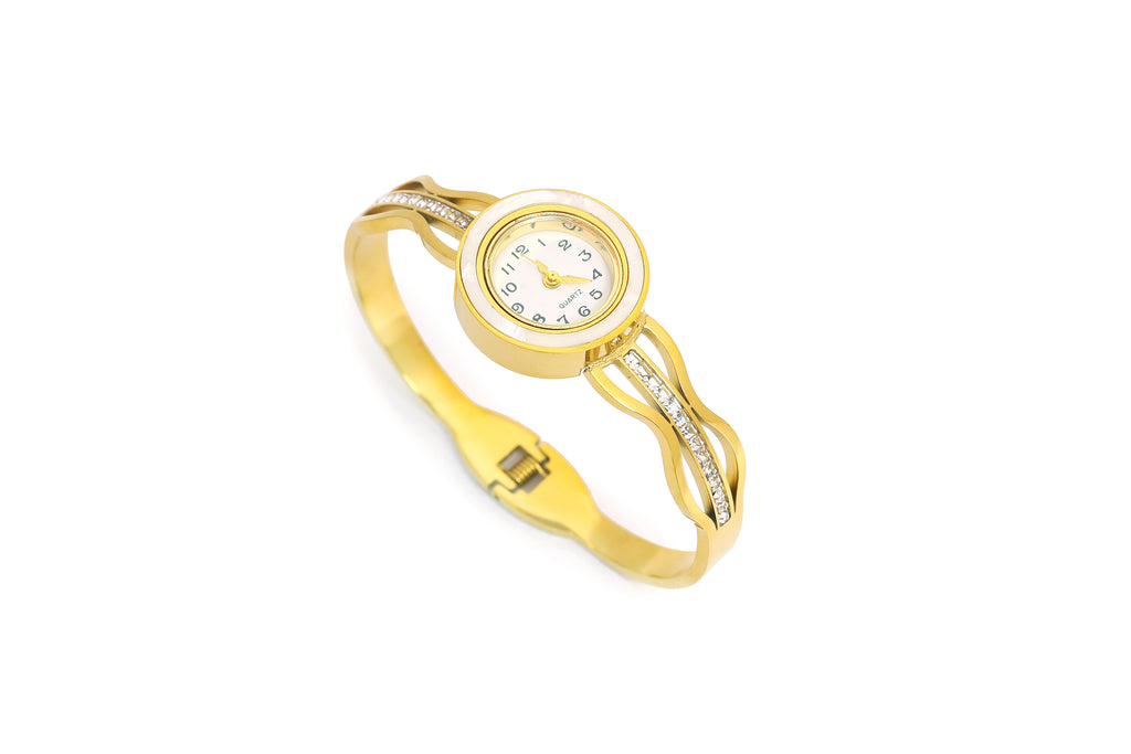 JASUNIQ GOLDEN TWISTED CRYSTAL BAR WATCH WATCH Analog Watch - For Women