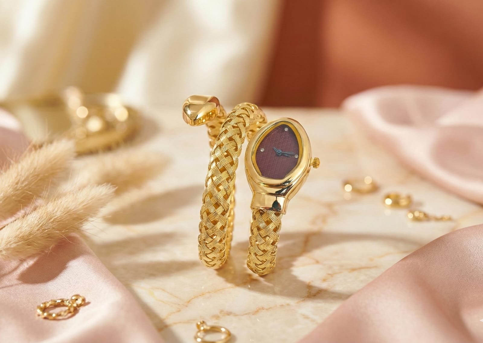 JASUNIQ TEXTURED SNAKE WATCH COIL SNAKE WATCH