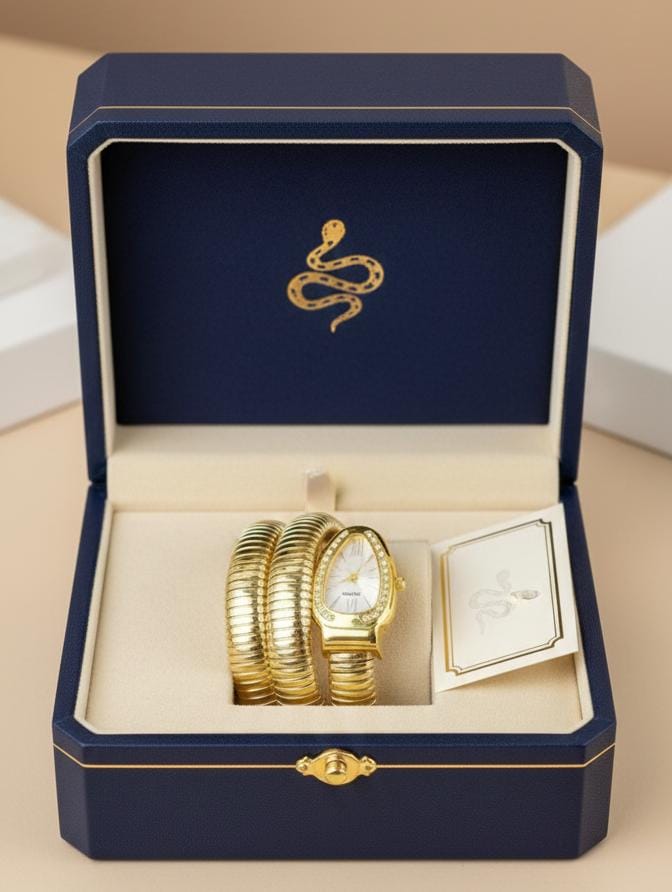 JASUNIQ EMBELLISHED FOLDOVER STRAPS ANALOGUE WATCH LE SERPENT WATCH BRACELET Analog Watch - For Girls