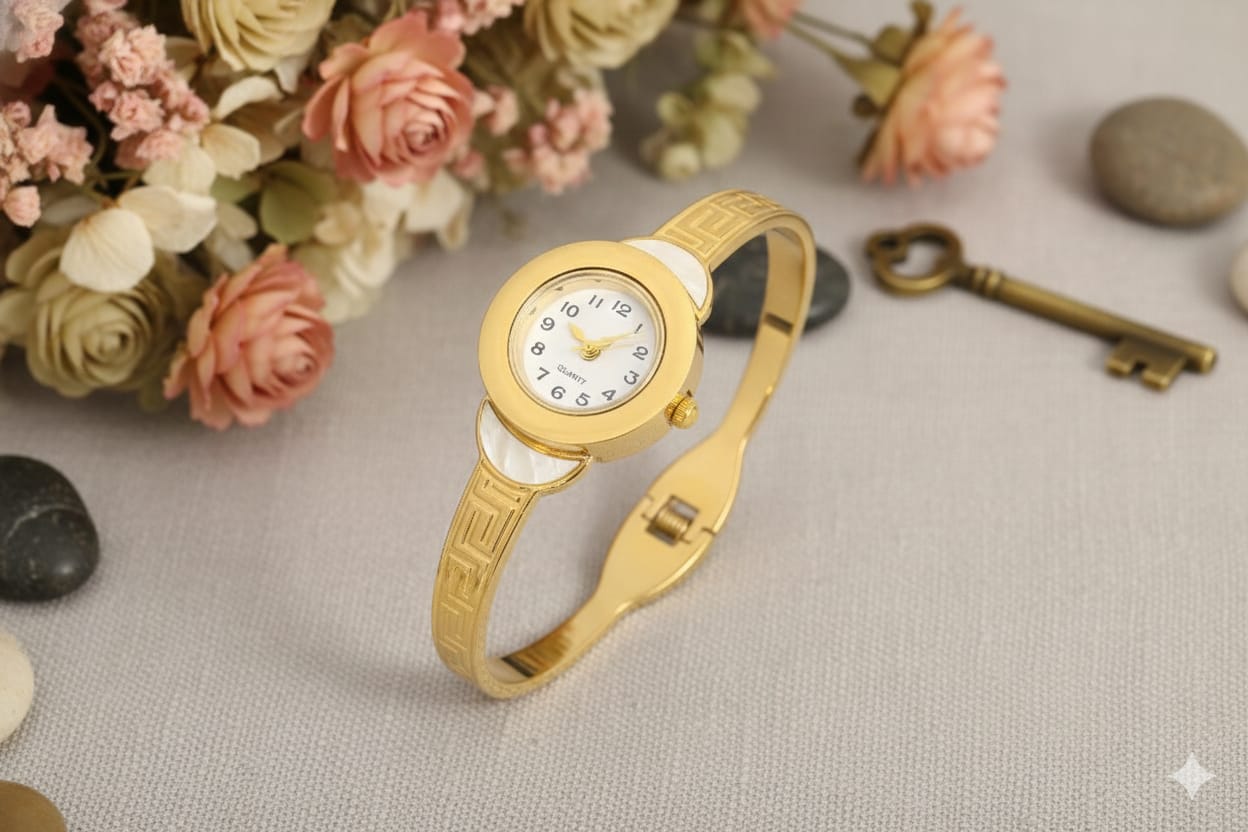 JASUNIQ gold-tone bangle bracelet watch WATCH Analog Watch - For Women