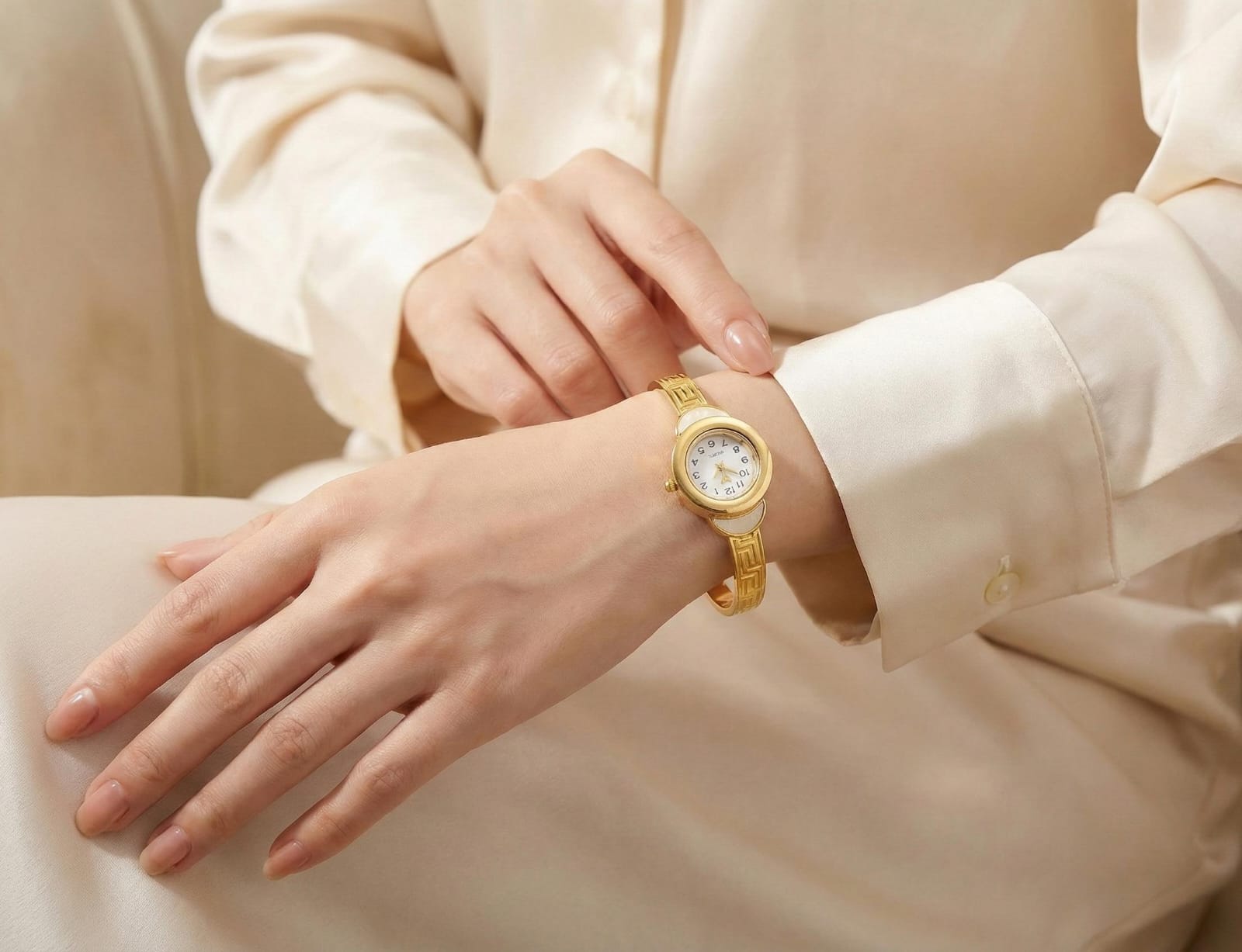 JASUNIQ gold-tone bangle bracelet watch WATCH Analog Watch - For Women