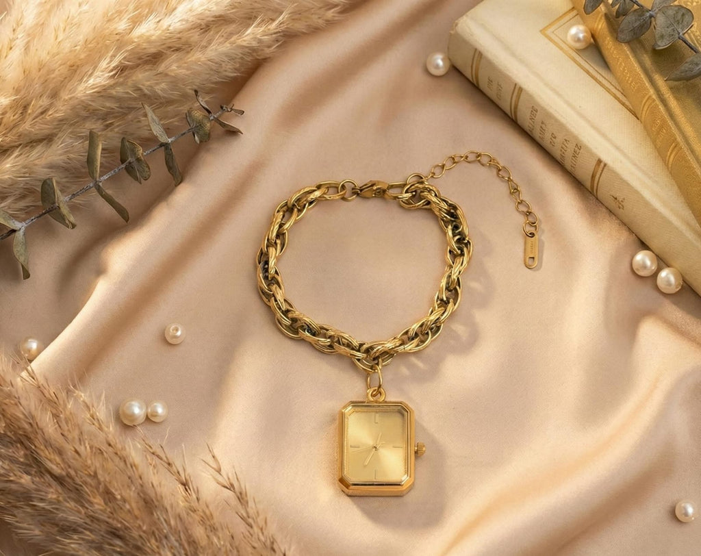 JASUNIQ GOLD PLATED CHAIN WATCH BRACLET WATCH Analog Watch - For Women