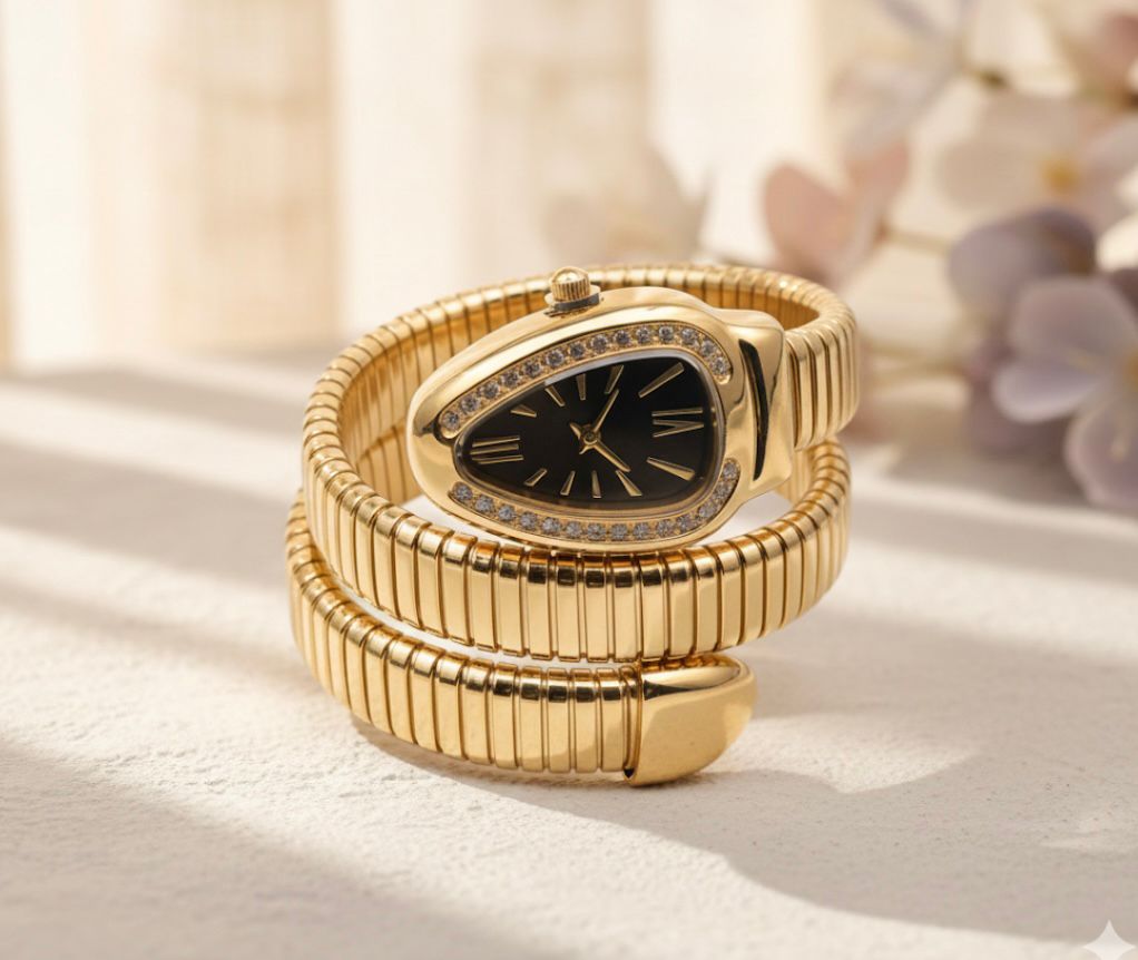 JASUNIQ EMBELLISHED FOLDOVER STRAPS ANALOGUE WATCH LE SERPENT WATCH BRACELET Analog Watch - For Girls